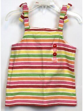 2008 Gymboree Cherry Baby Tee T-Shirt sz 4 Tank Top Stripes Bow Straps Summer